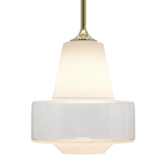 Mid-Century Frosted and Clear Glass Pendant Light