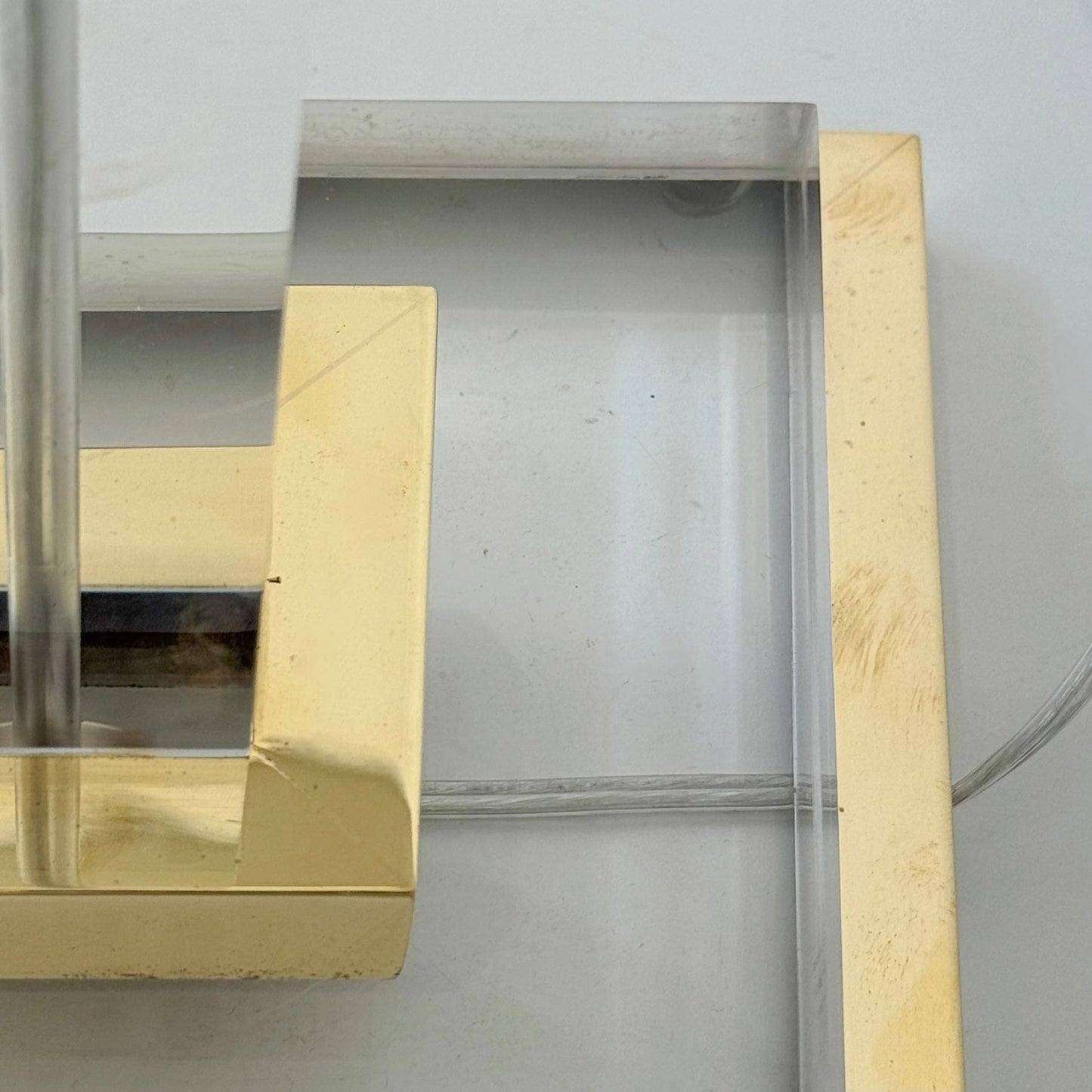 Italian Lucite and Brass Column Lamp