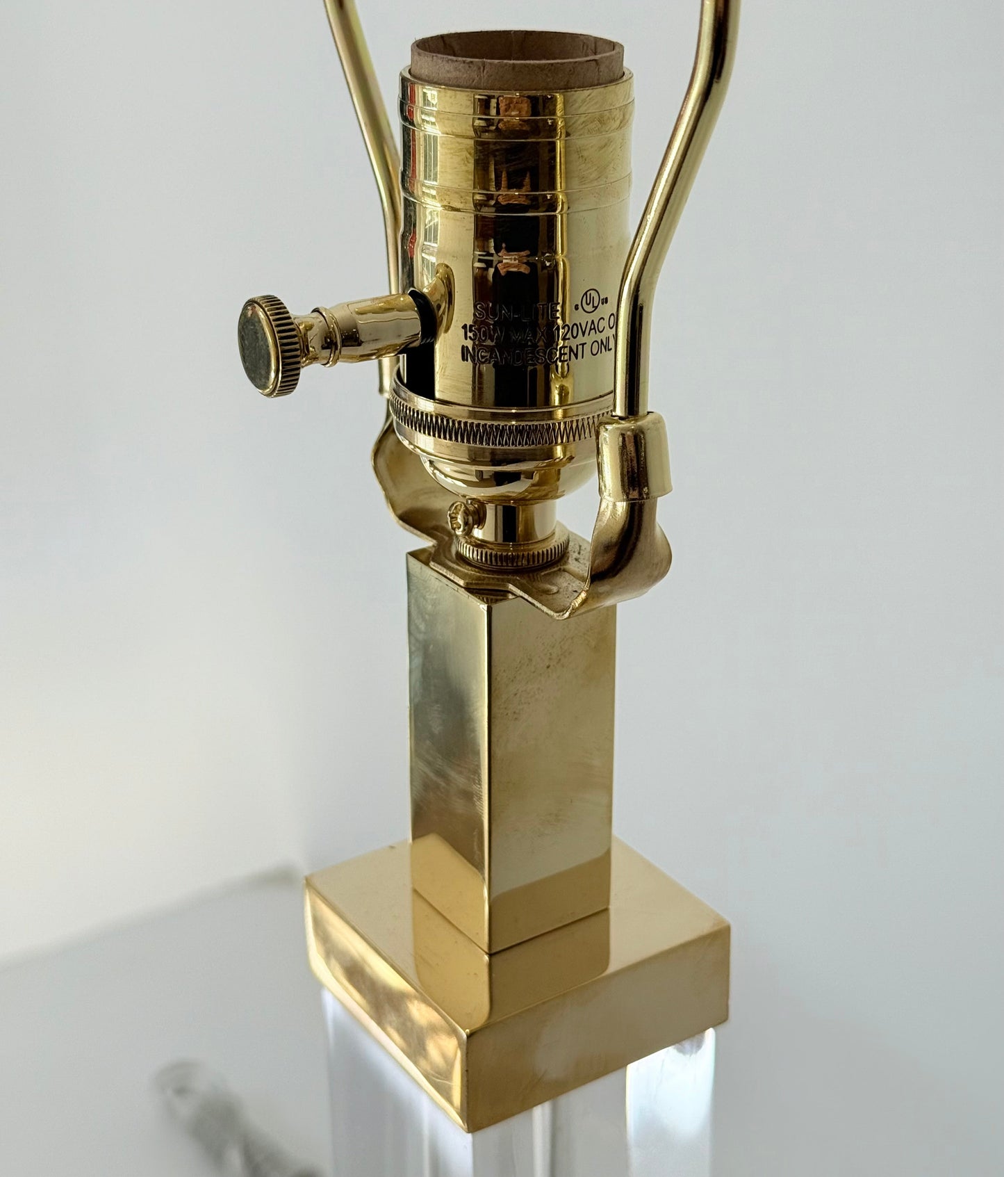 Italian Lucite and Brass Column Lamp