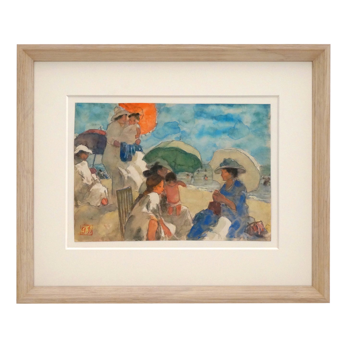 French Watercolor Beach Scene