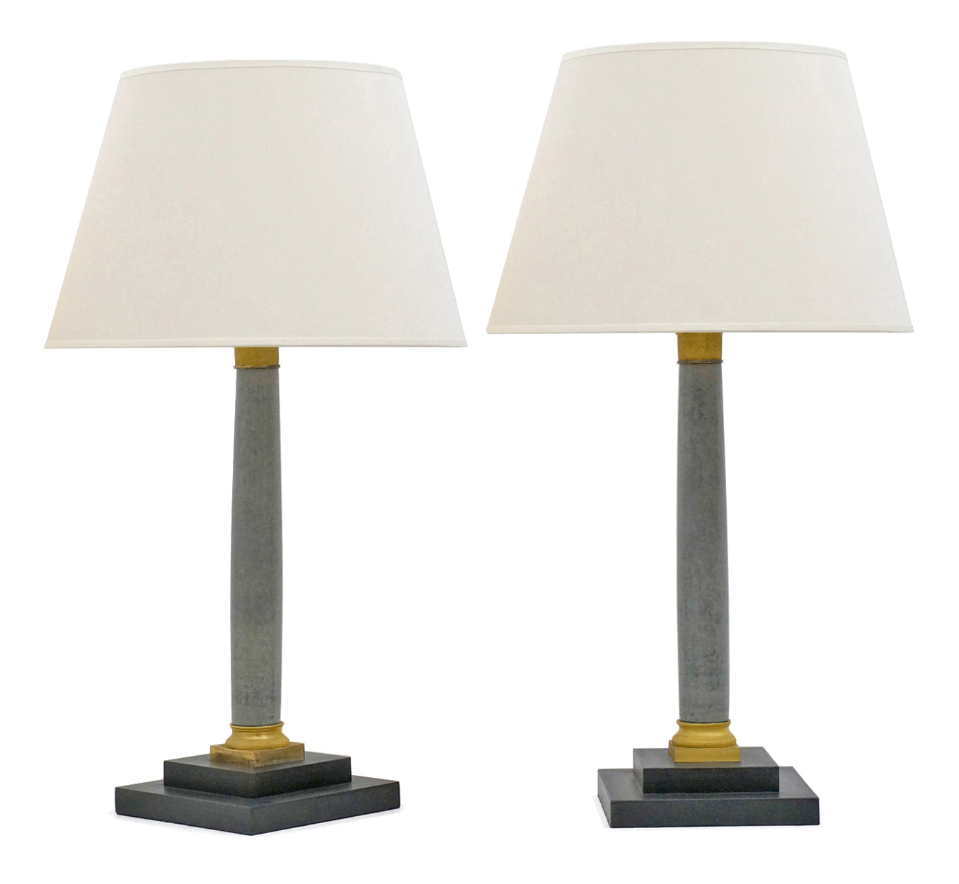 Pair of Painted Blue Wood Candlestick Lamps