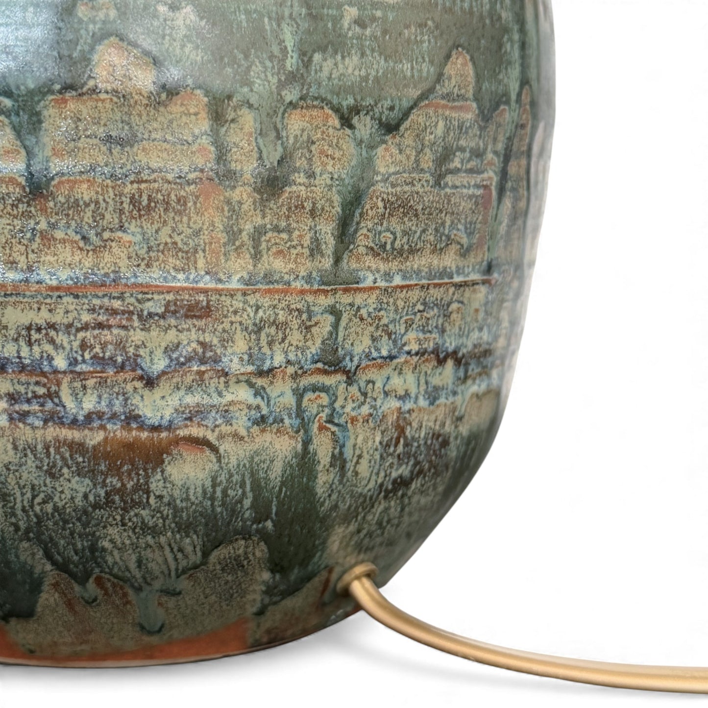 Pair of Green Drip Glazed Table Lamps
