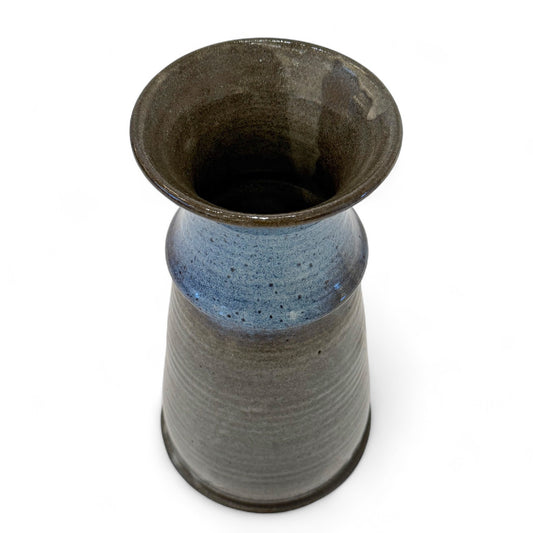 Tall Blue Gray Glazed Ceramic Vase