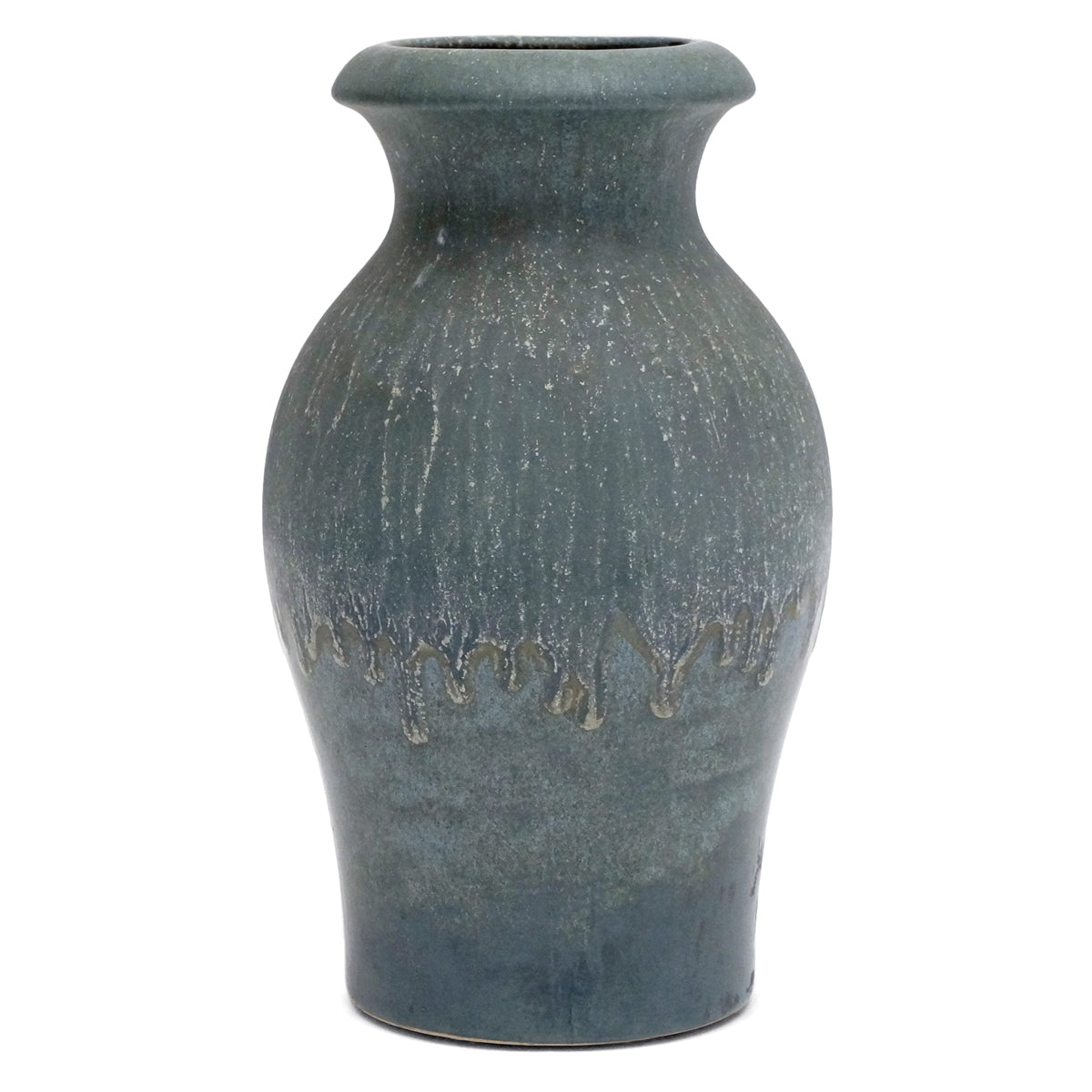 Vintage Blue Drip Glazed Ceramic Vase
