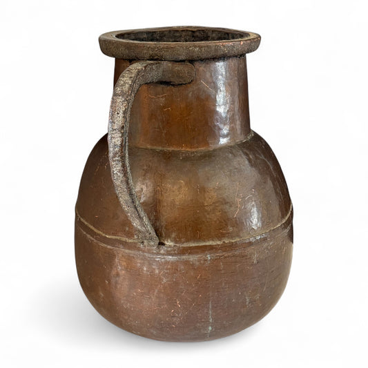 Large Antique Copper Pot with Two Handles