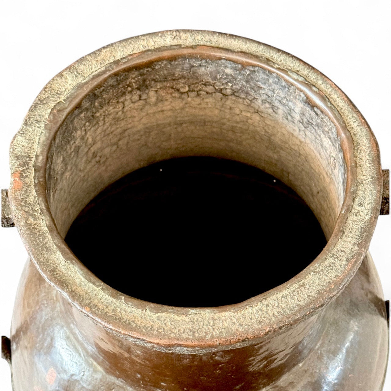 Large Antique Copper Pot with Two Handles