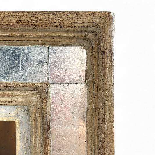 French Antique Layered Wood Frame Mirror