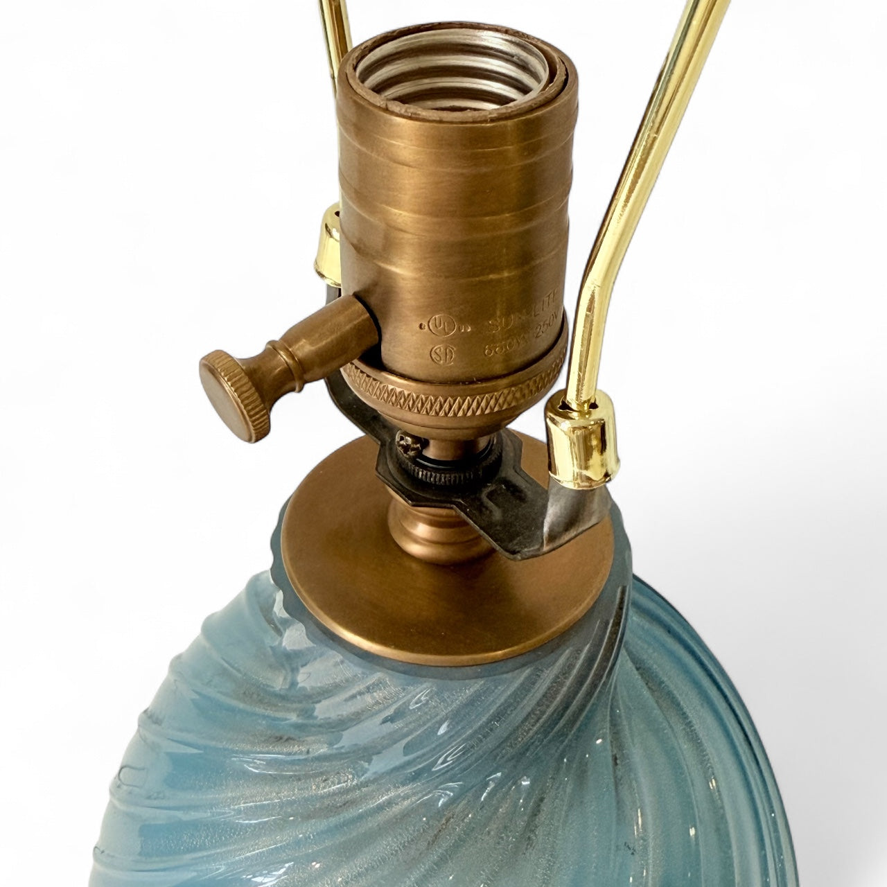 Blue Swirl Murano Glass Table Lamp