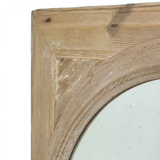Striped Pine Mirror with Oval Cut Out