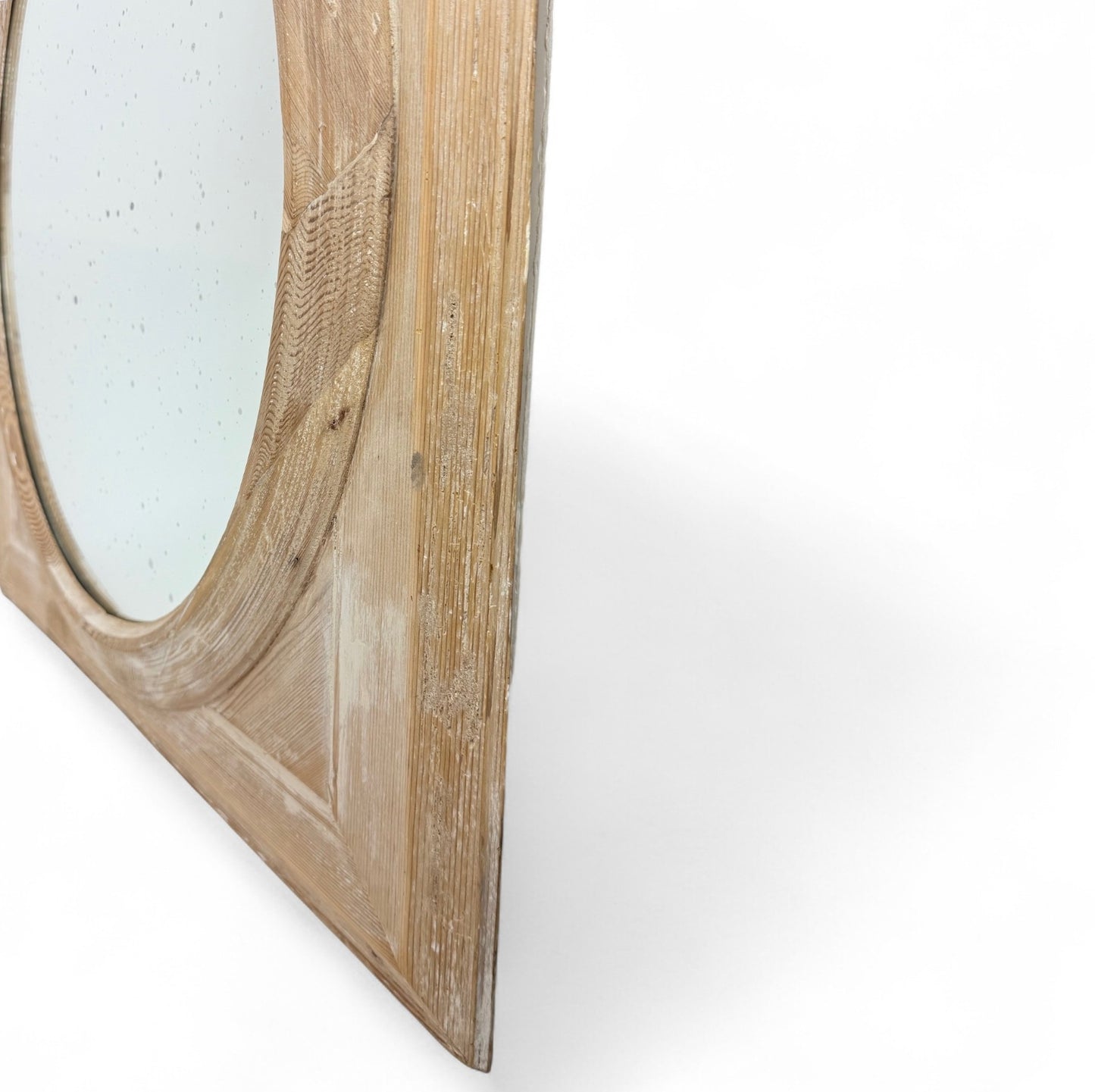 Striped Pine Mirror with Oval Cut Out
