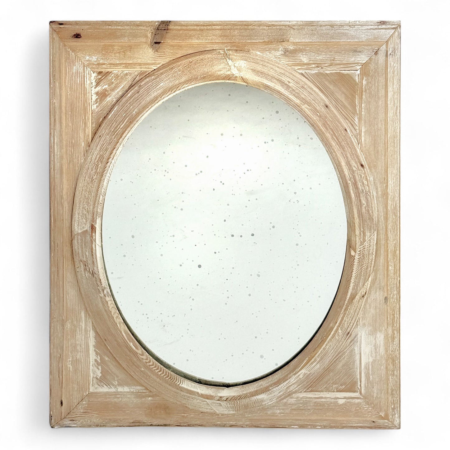 Striped Pine Mirror with Oval Cut Out