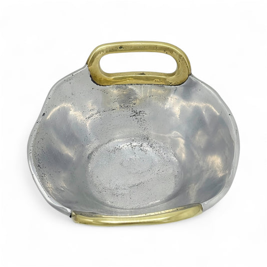 Aluminum and Brass Handled Bowl by David Marshall