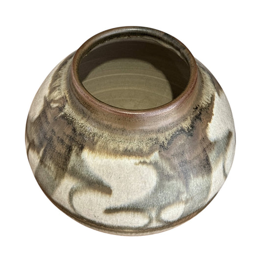 Handmade Brown and Beige Stoneware Vase
