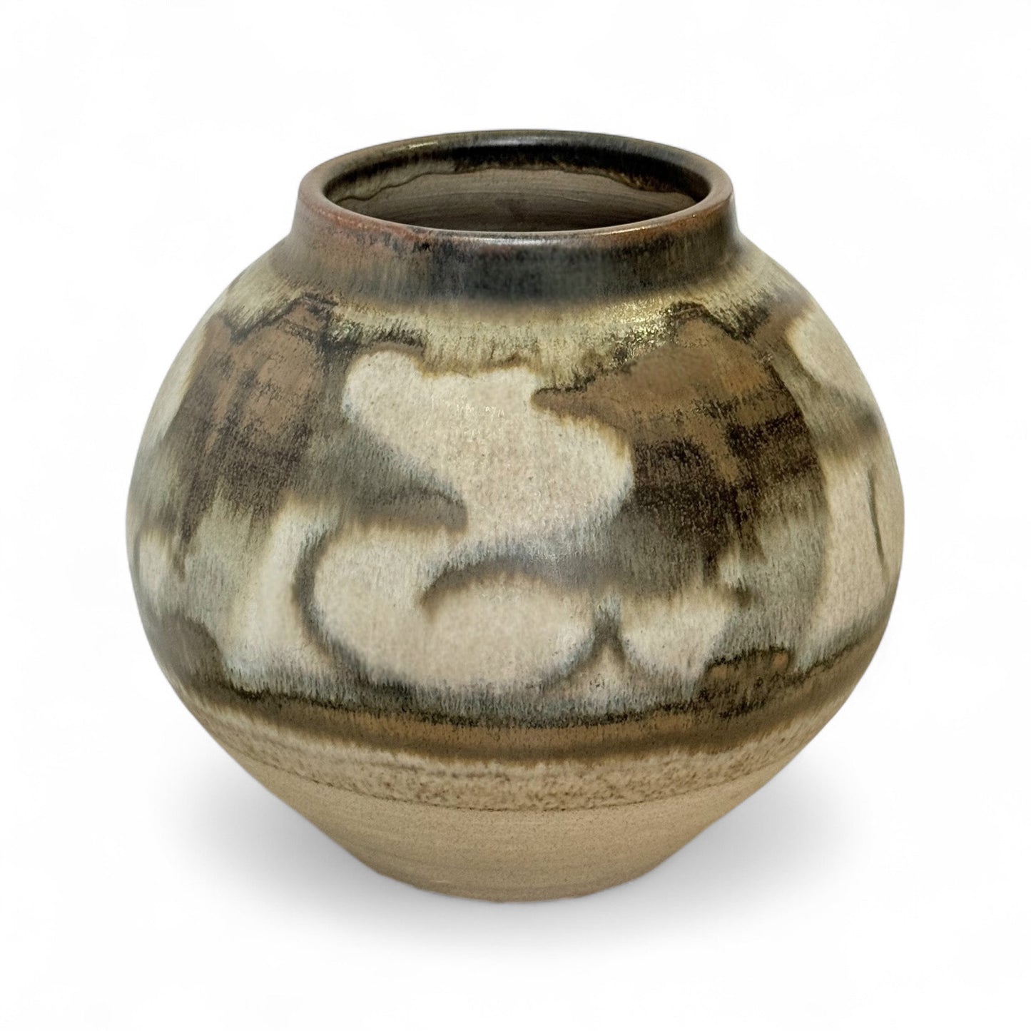 Handmade Brown and Beige Stoneware Vase