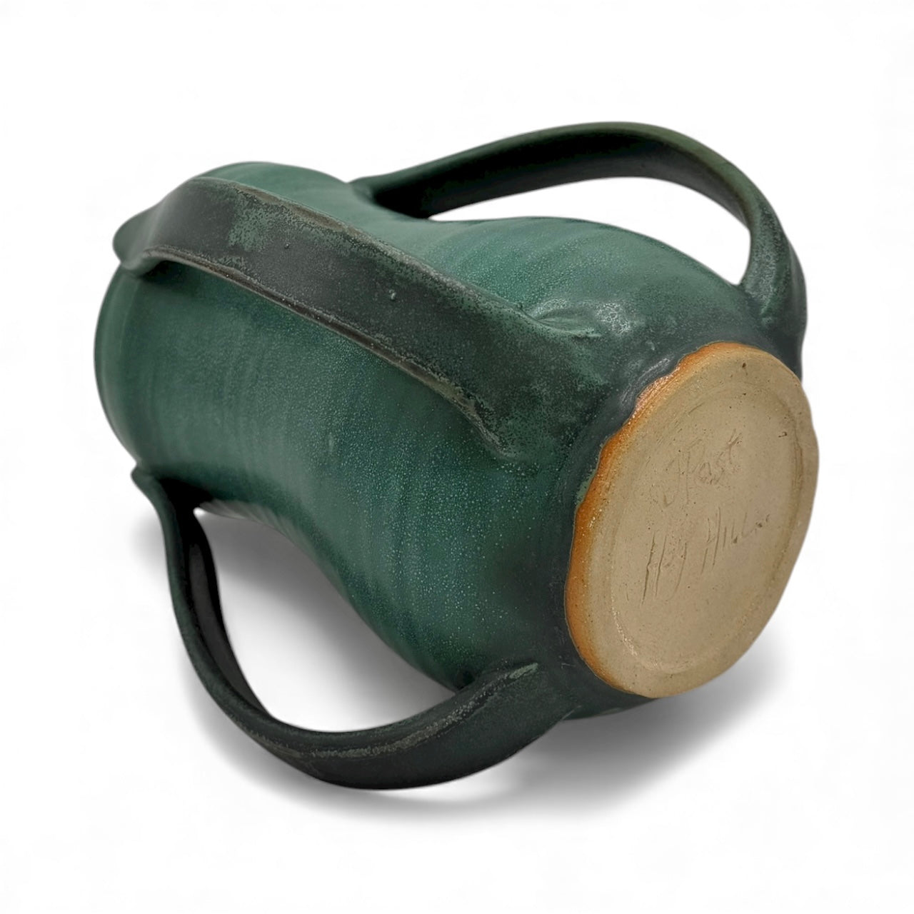 Green Stoneware Handled Vase