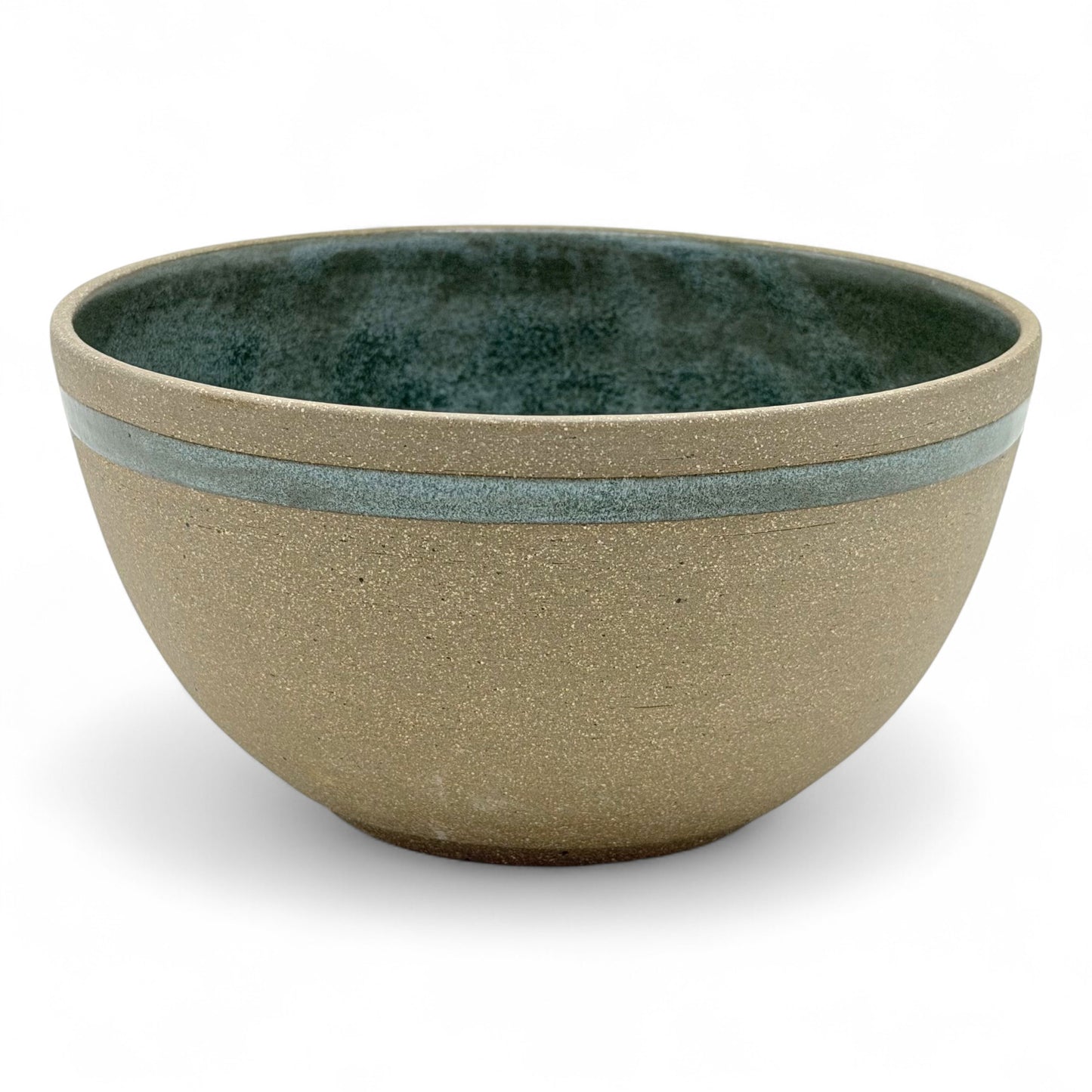 Handmade Stoneware Bowl with Green Glaze Interior