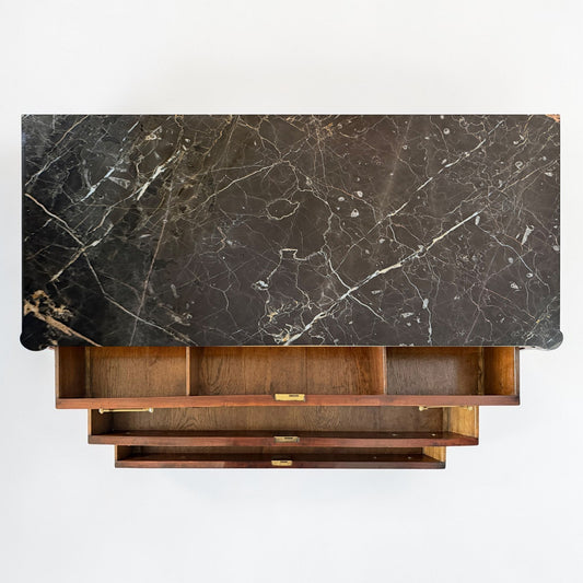 French Walnut Three Drawer Commode, 19th Century