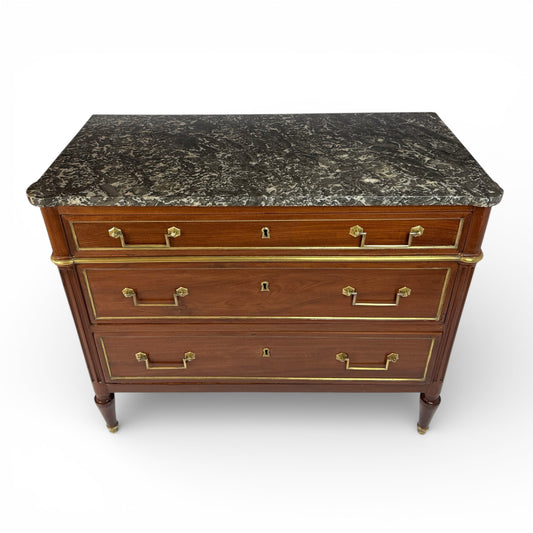 French 18th Cenury Three Drawer Commode with Marble Top