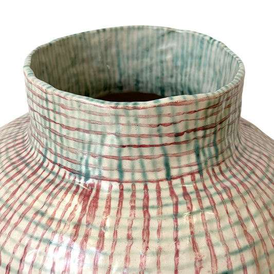 Large Red, Green and White Vase