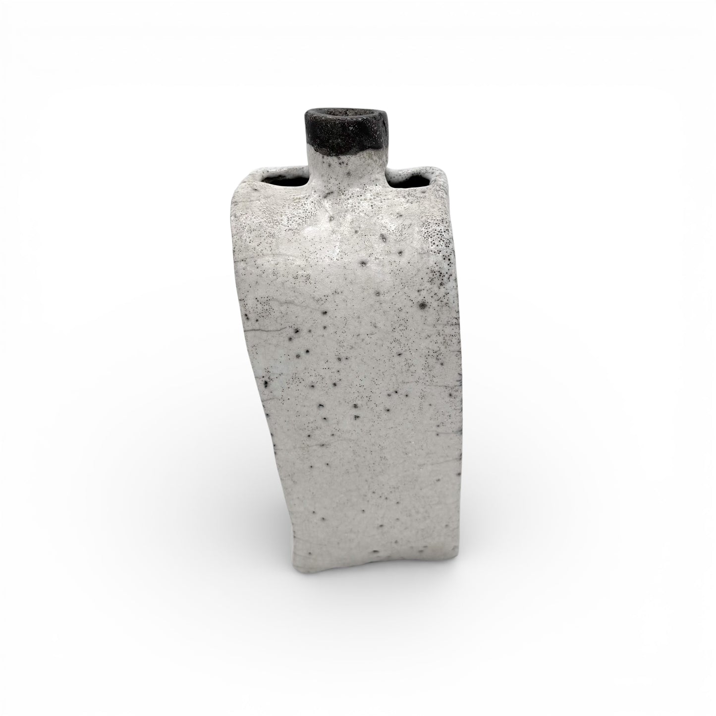 Black and White Raku Fired Ceramic Vase