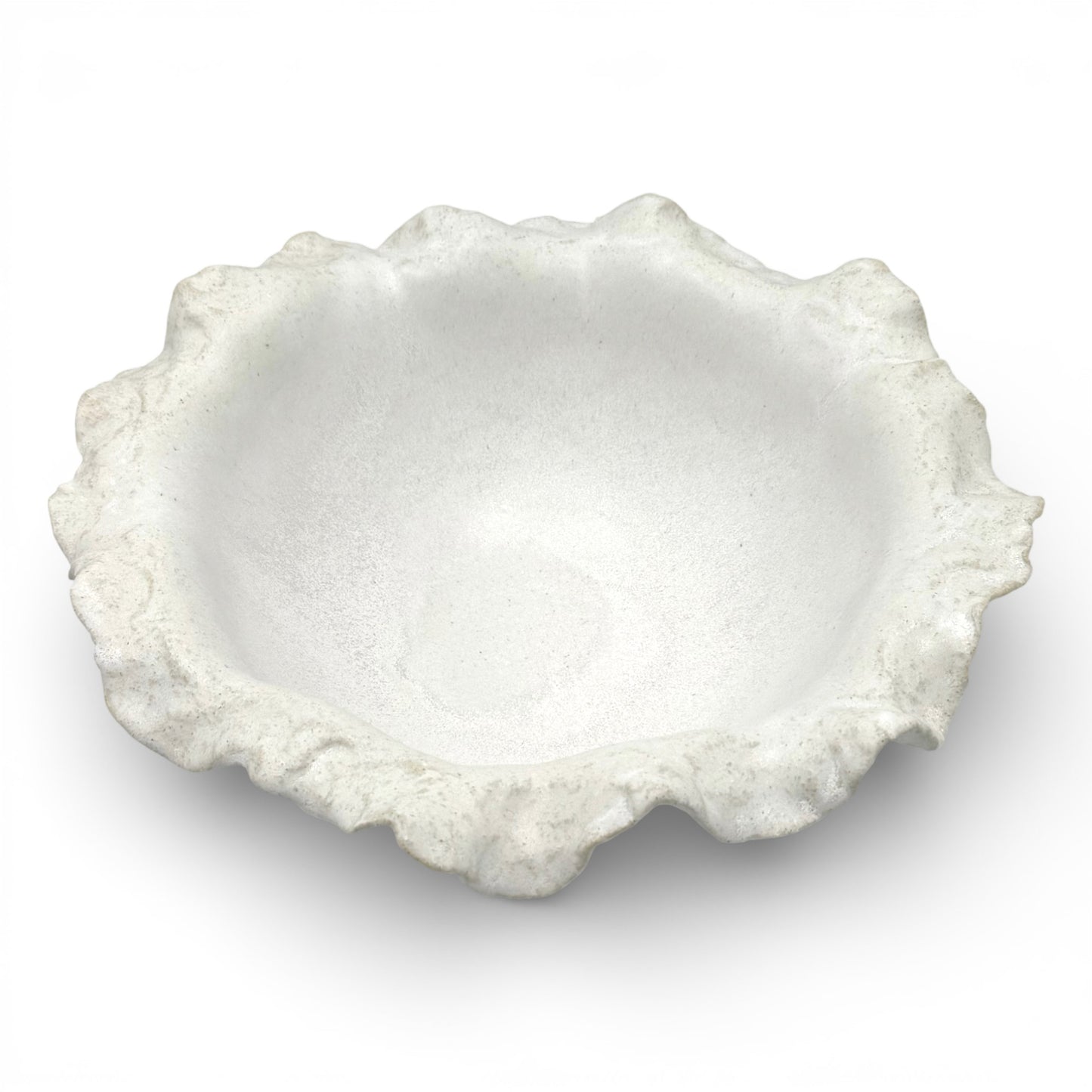 White Stoneware Bowl with Ruffled Rim