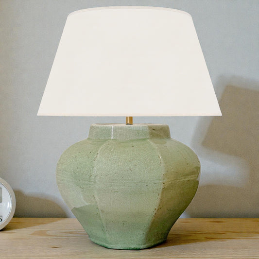 Large Light Green Crackle Glazed Table Lamp