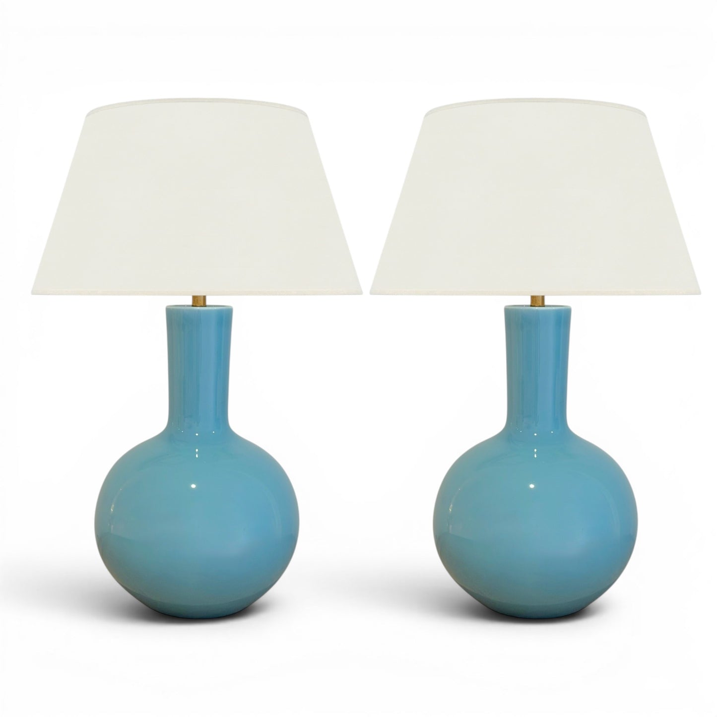 Pair of Cerulean Blue Table Lamps