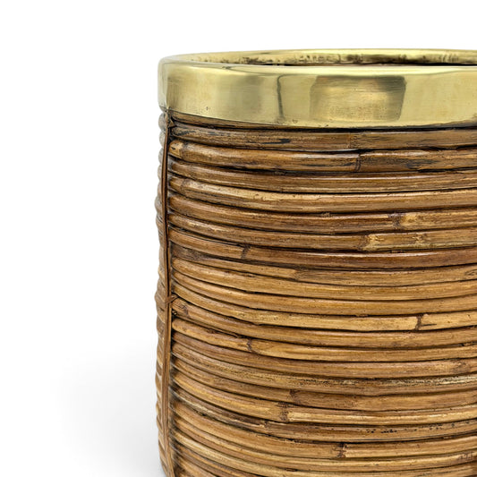 Pencil Reed and Brass Waste Basket