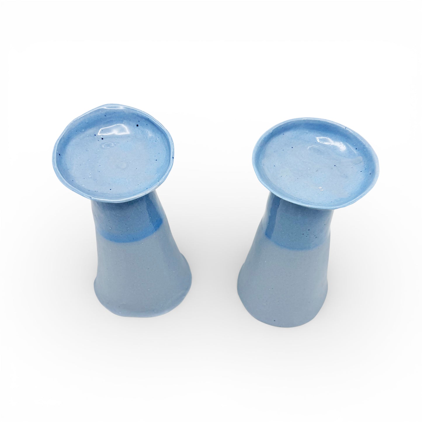 Two-toned Light Blue Porcelain Candlesticks
