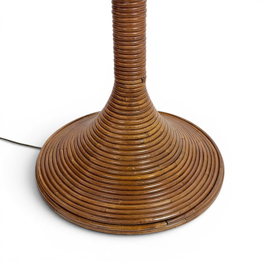 Italian Pencil Reed Rattan Floor Lamp, circa 1970s