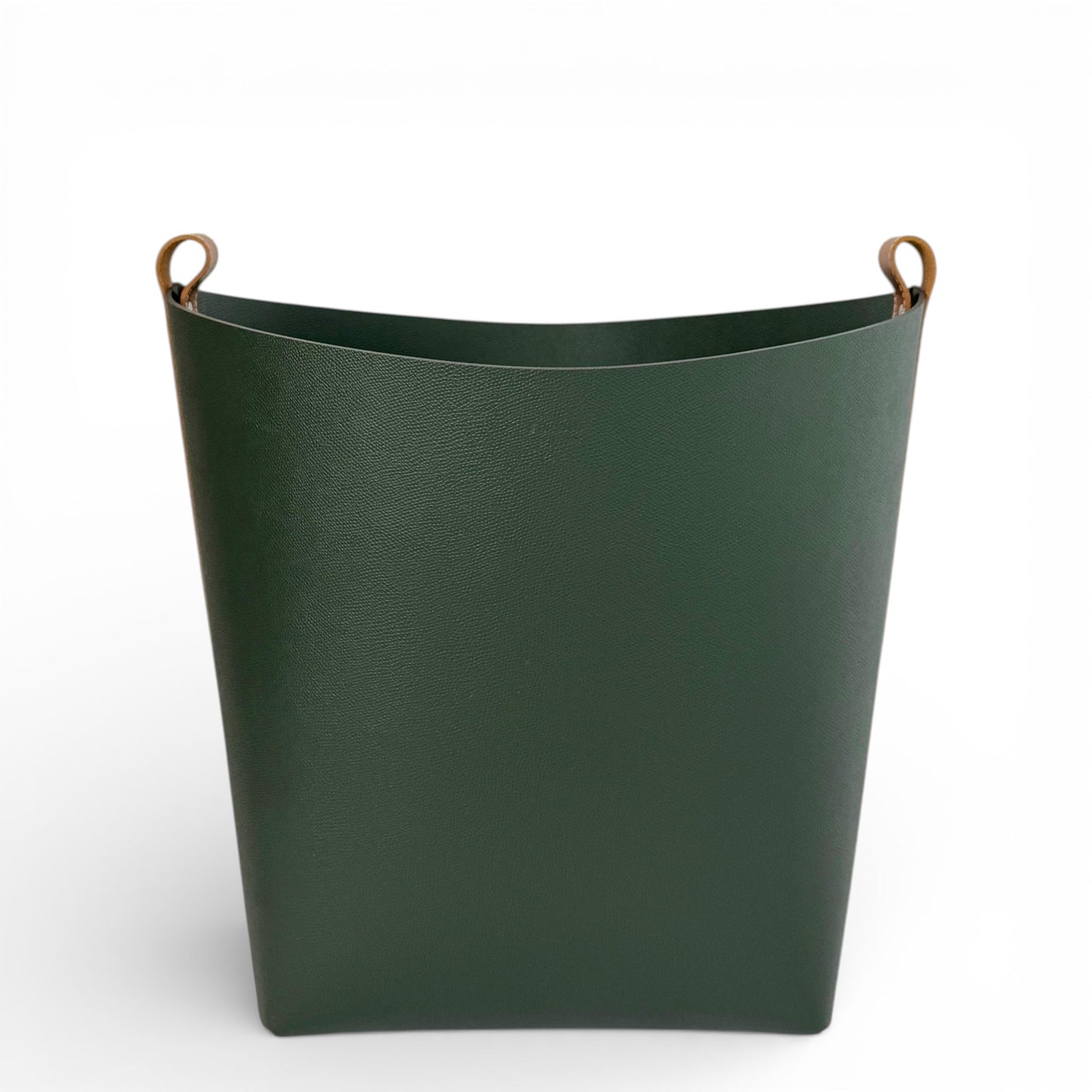 Large Dark Green Leather Basket