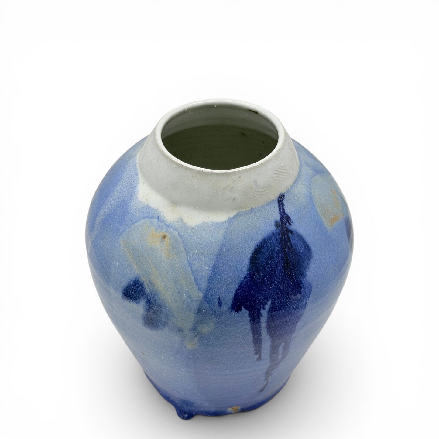 Blue Drip Glazed Stoneware Vase