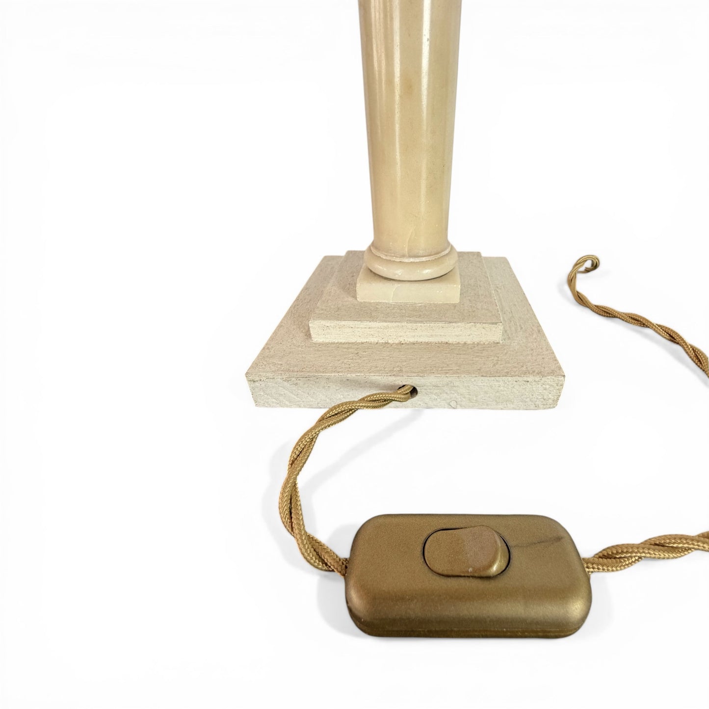 Pair of Beige Marble Column Lamps