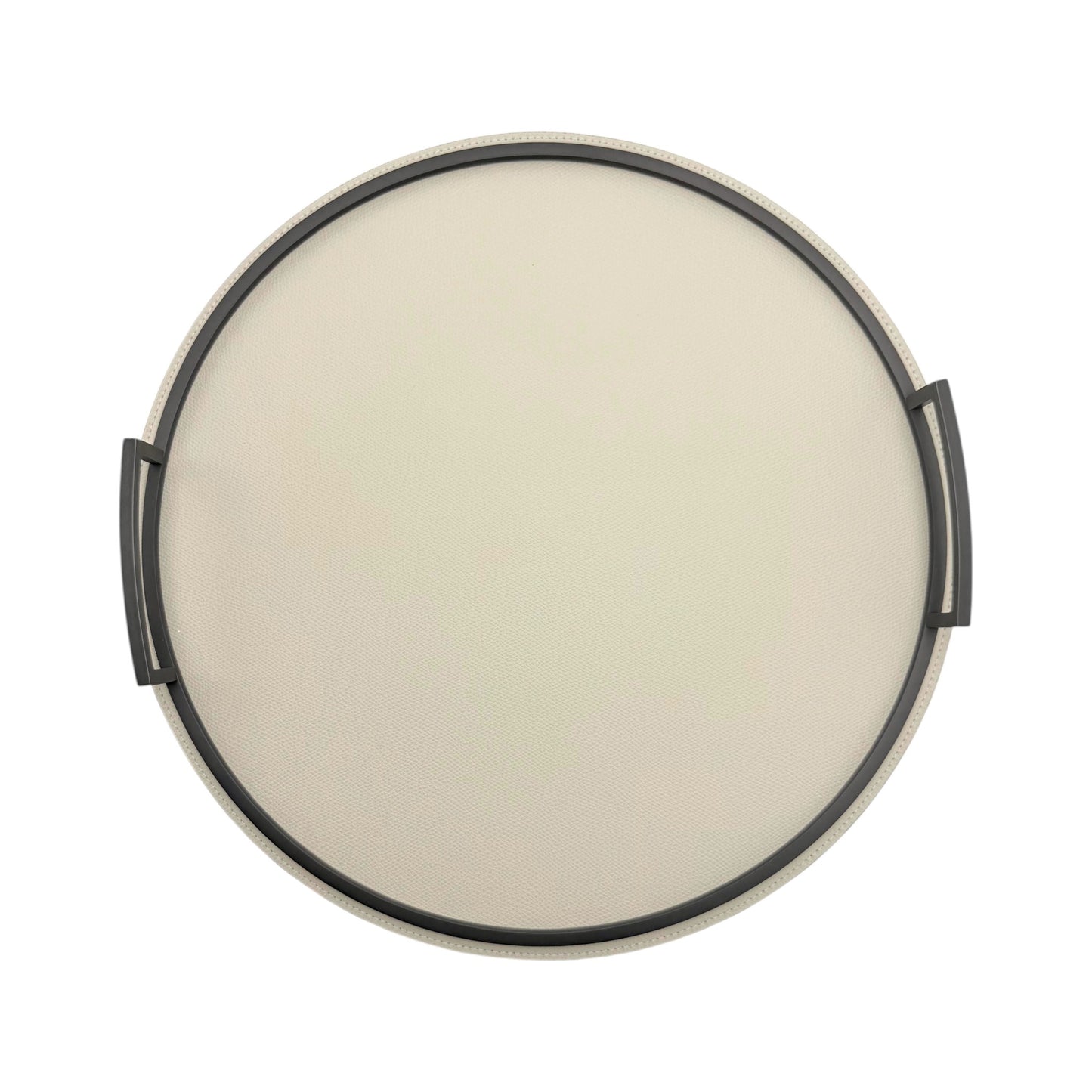 Round Italian Leather and Metal Tray - Large