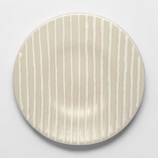 Large Beige and White Striped Platter