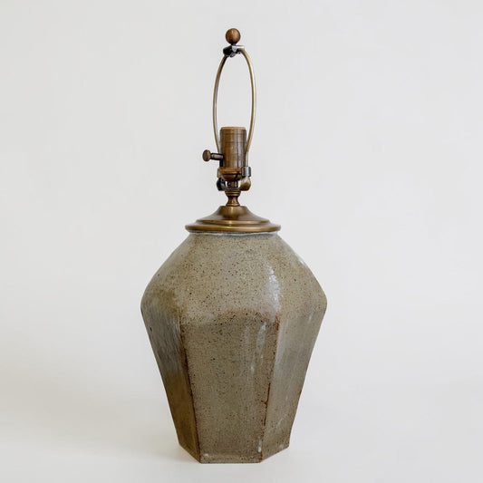 Handmade LIght Gray/Green Stoneware Lamp