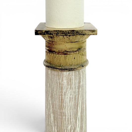 Pair of Cerused Oak Candlestick Lamps