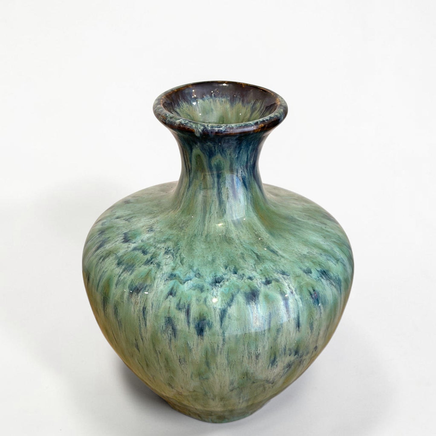 Light Green and Blue Stoneware Vase
