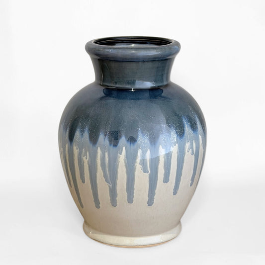 Blue & White Drip Glazed Vase