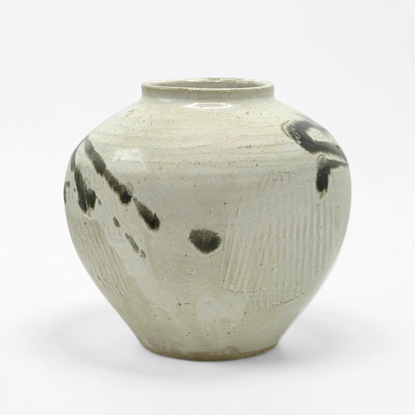 Gray/Beige Abstract Stoneware Vase