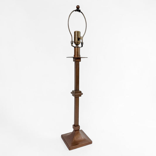 Tall Bronzed Metal Column Lamp