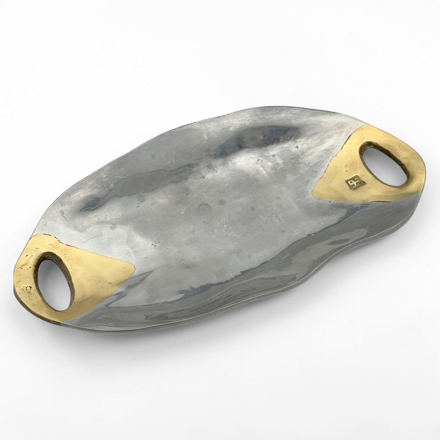 Aluminum and Brass Oval Tray