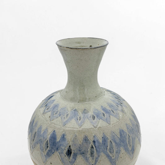 Vintage Blue and Gray Ceramic Vase