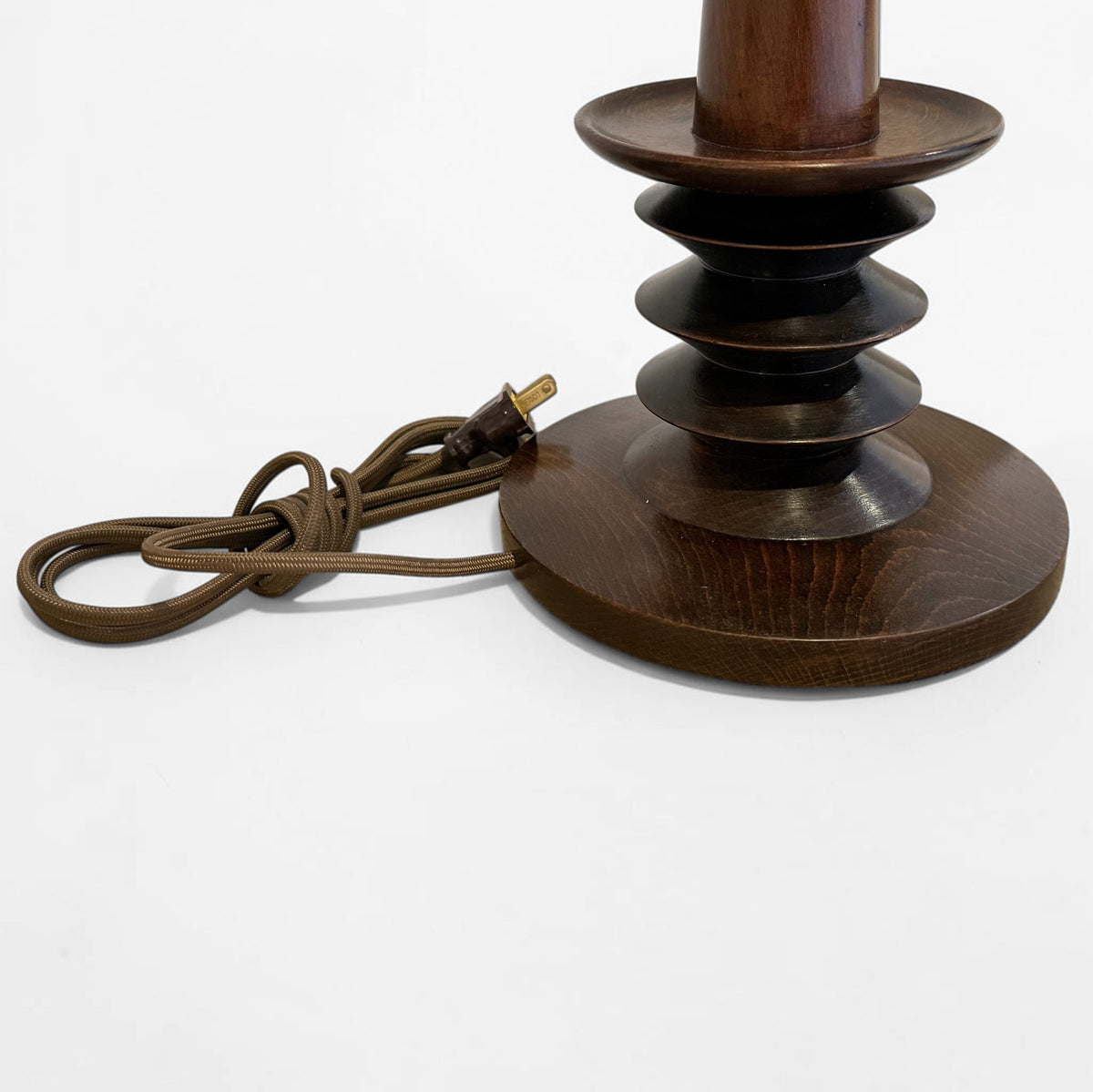 Vintage French Turned Wood Table Lamp