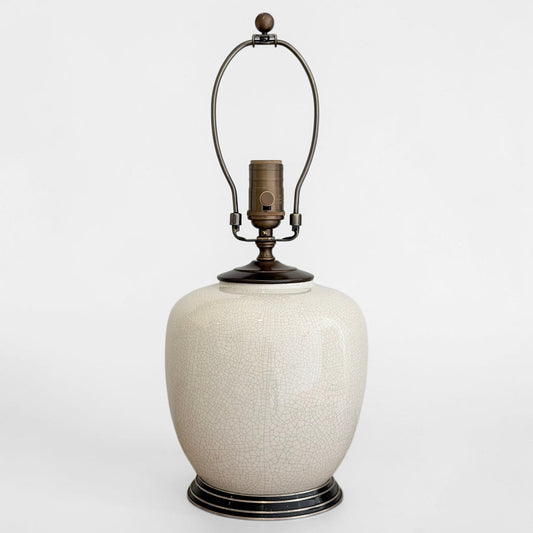 French White Crackle Glazed Table Lamp