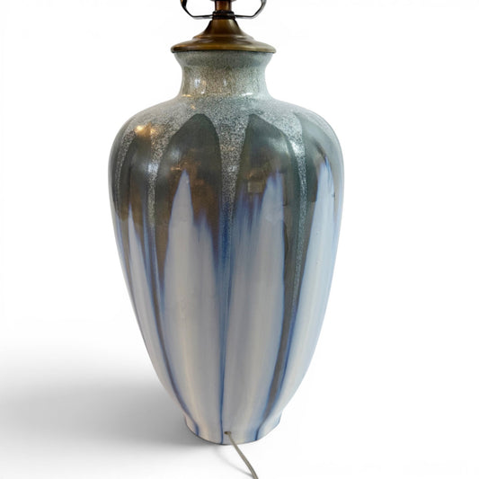 Tall Blue & Gray Ceramic Art Pottery Lamp
