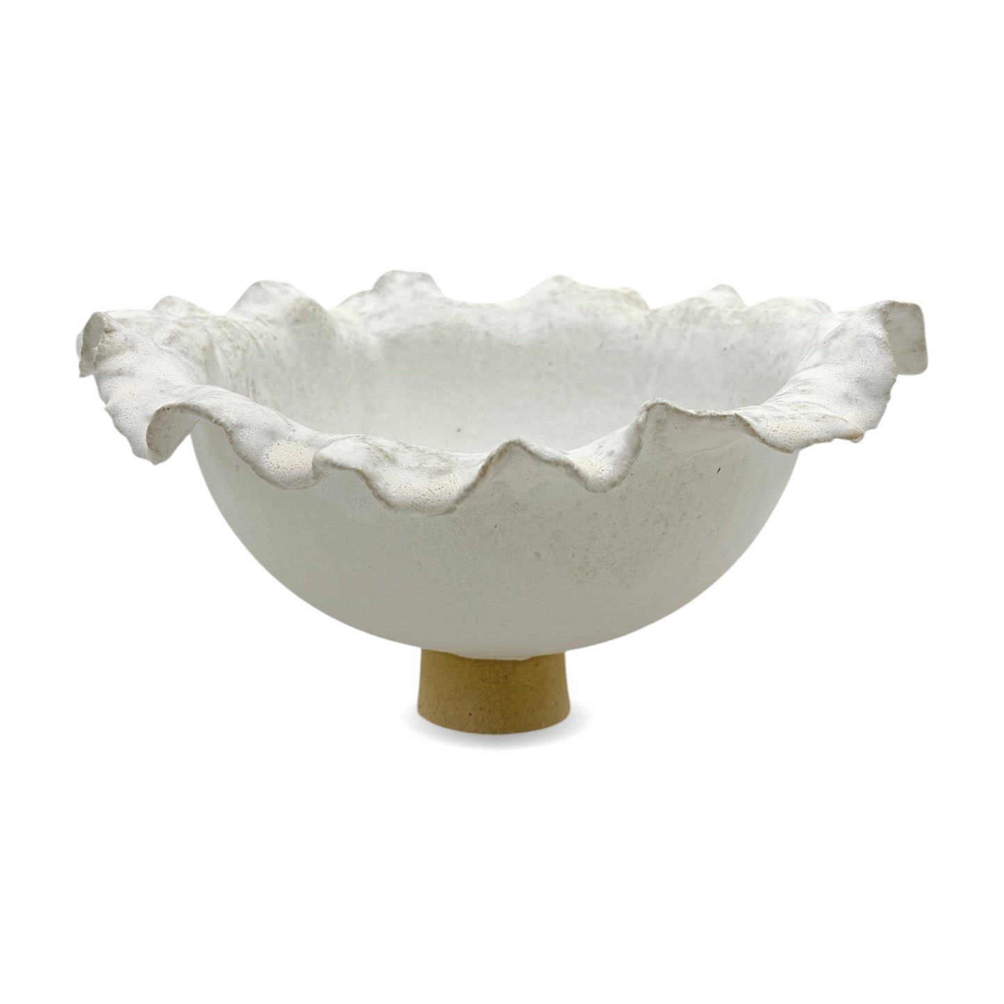 White Stoneware Bowl with Ruffled Rim