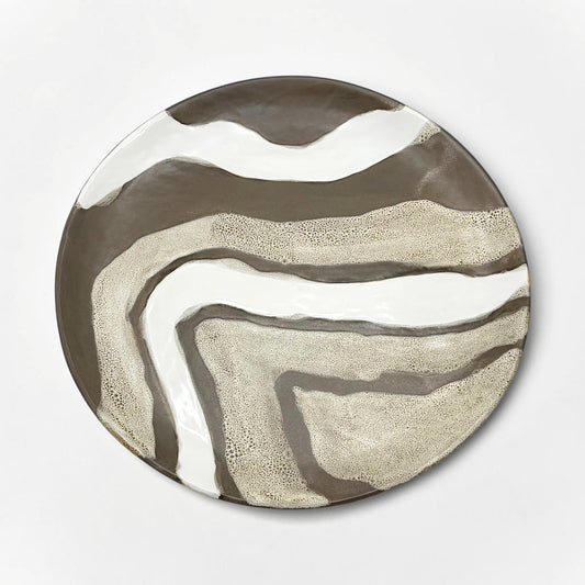 Handmade Brown and White Porcelain Platter