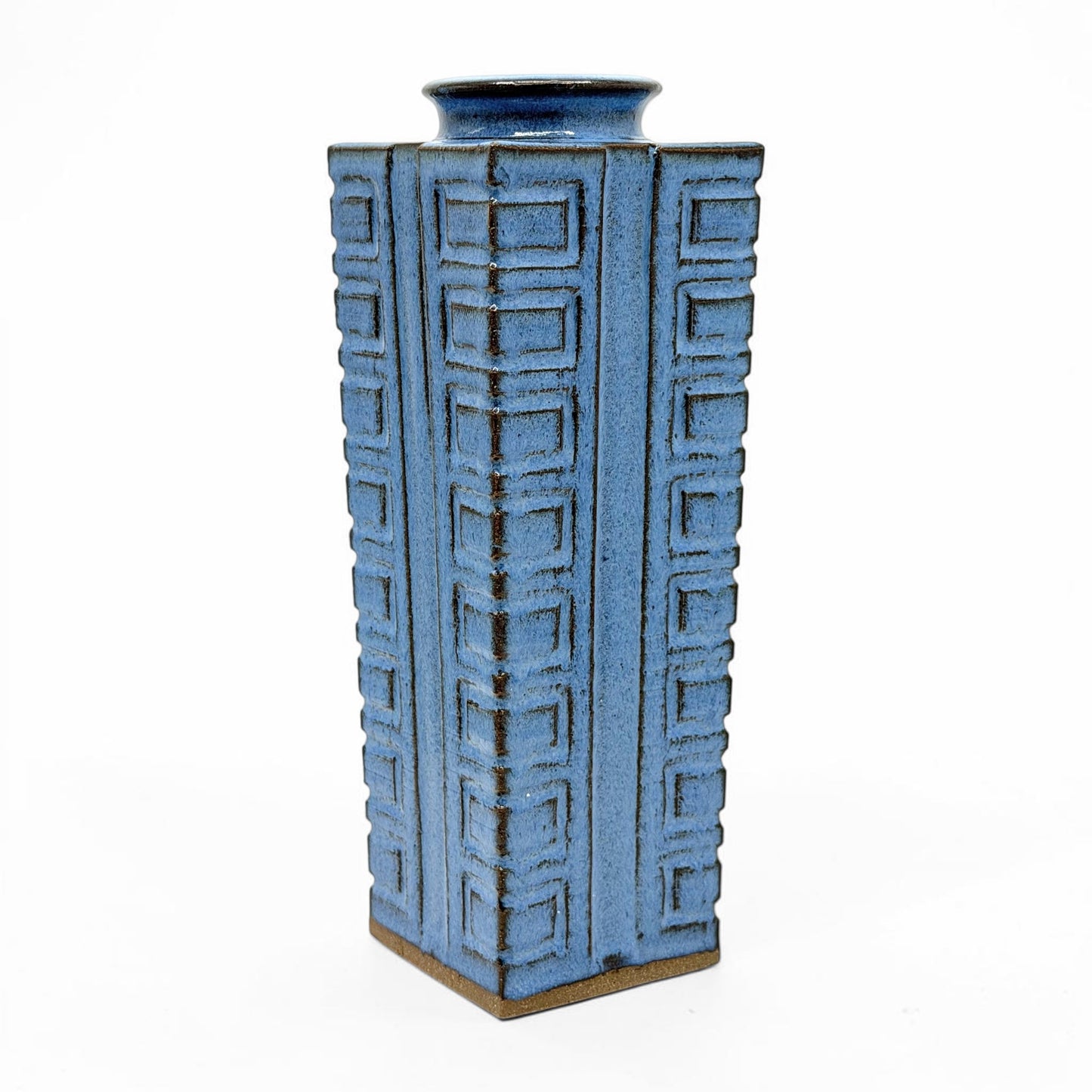 Blue Glazed Tapered Stoneware Vase