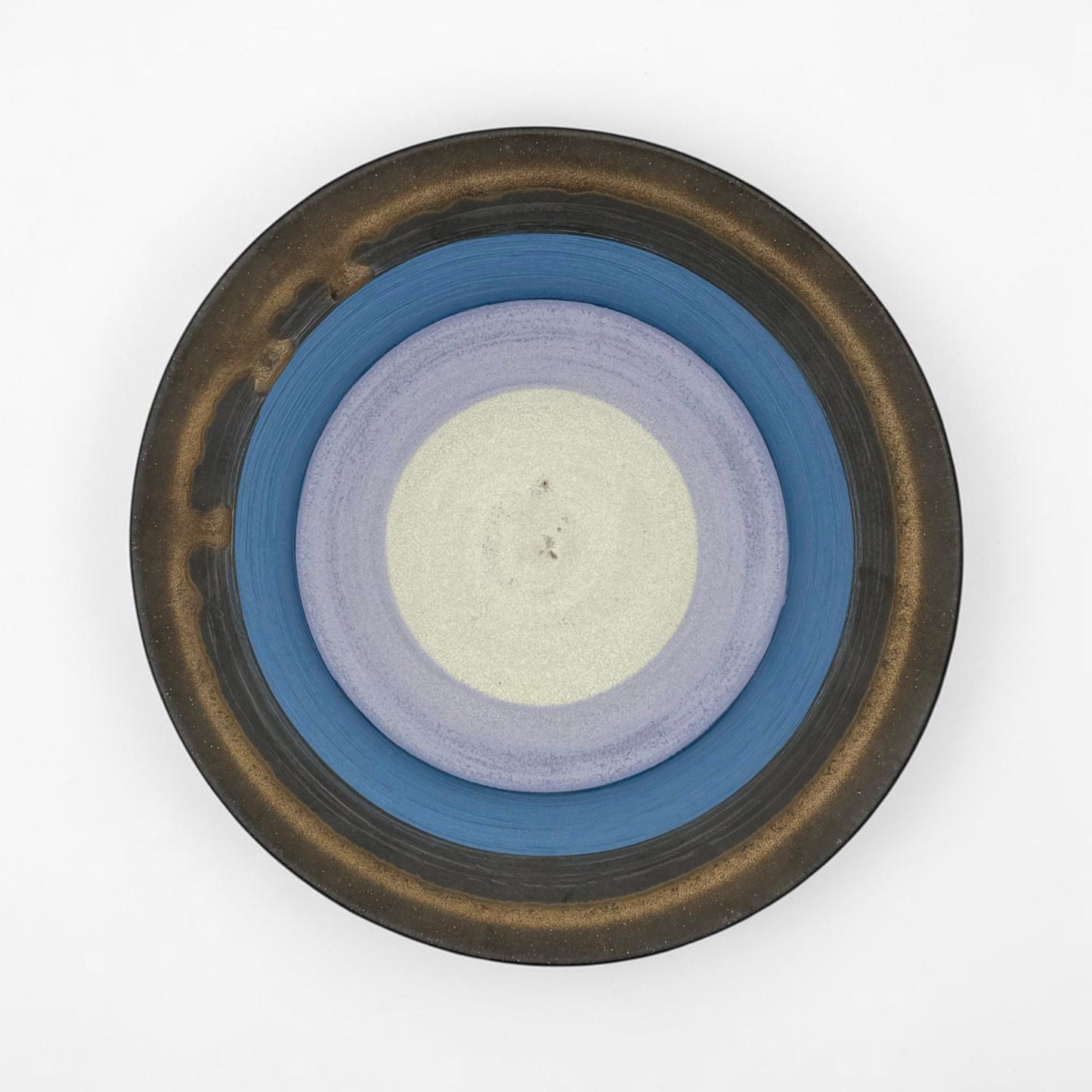 Bronze and Blue Striped Stoneware Bowl